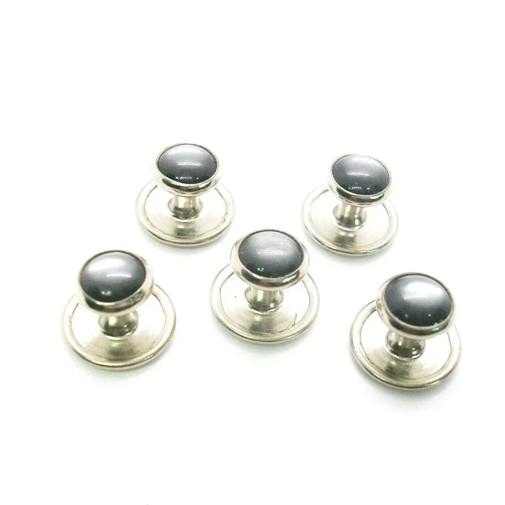 Tuxedo Studs lot of 5 Faux gray Mother of Pearl silver tone Men Suit Accessory
